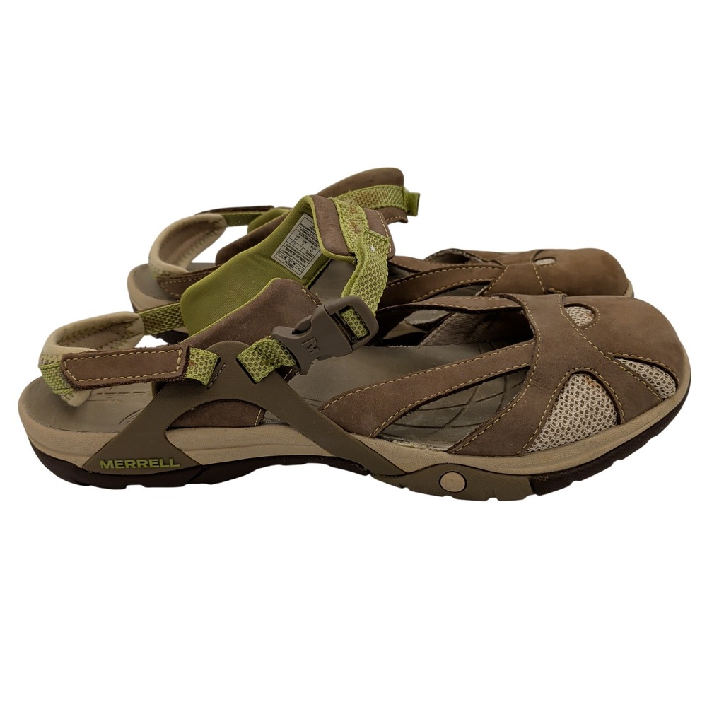 Merrell Azura Otter Womens 11 Brown Leather Hiking Sport Sandals J24504 Cushion